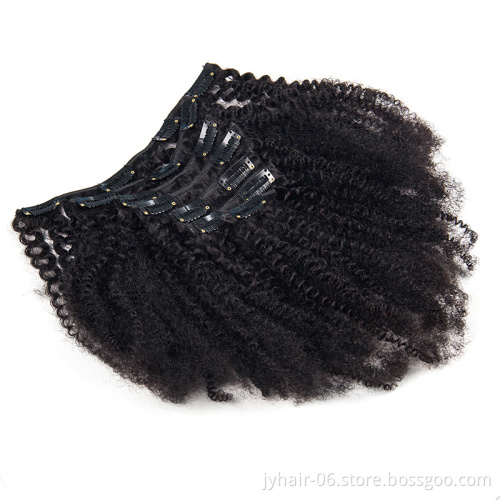 Wholesale Mongolian Afro Kinky Curly Human Hair Weave Clip In Hair Extensions, Brazilian Afro Clip ins 7pcs 8pcs Per Set